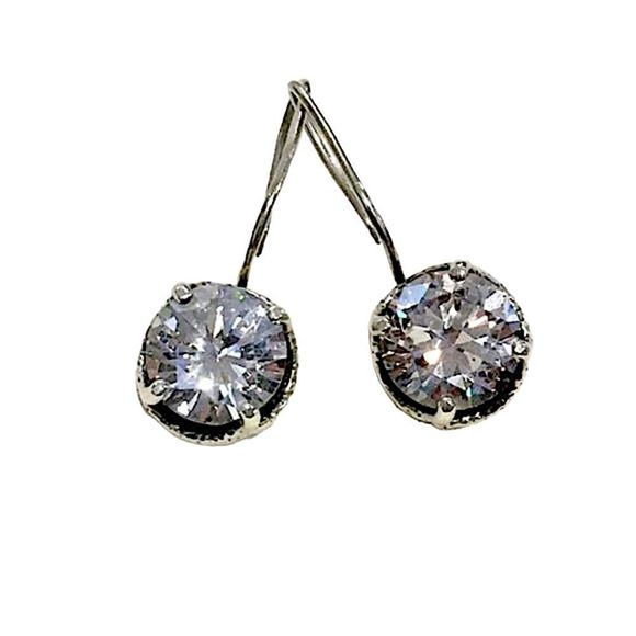 SILPADA Sterling Silver Faceted Round Cut Cubic Zirconia Center Stage Earrings - Picture 4 of 10
